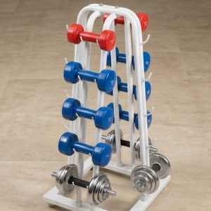 Professional Multi-Layer Dumbbell Rack with Chrome & Vinyl Weight Set